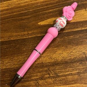 Pink Decorative Pen with Rose Accent
